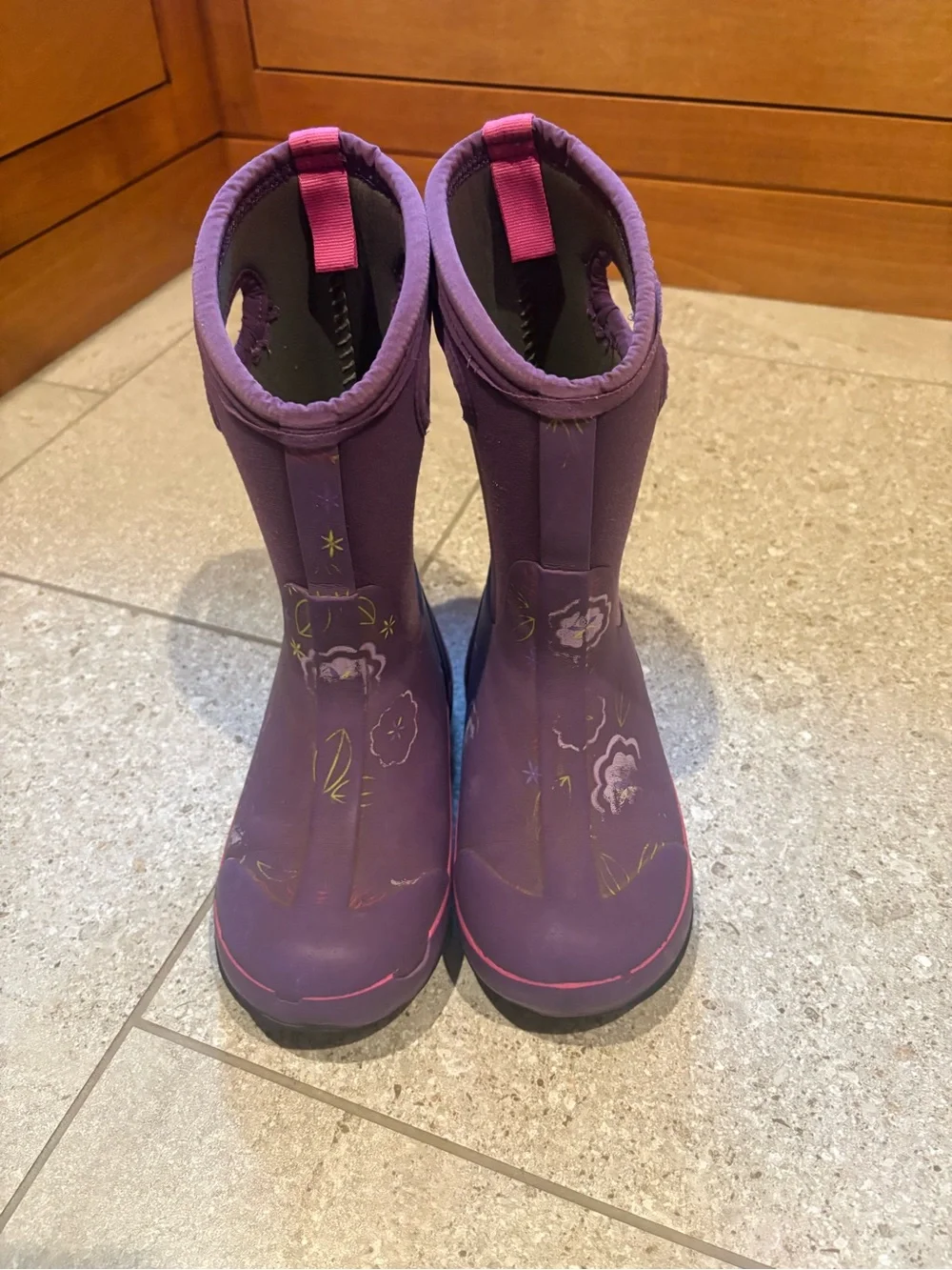 Bogs Purple Kids Floral Waterproof Boots